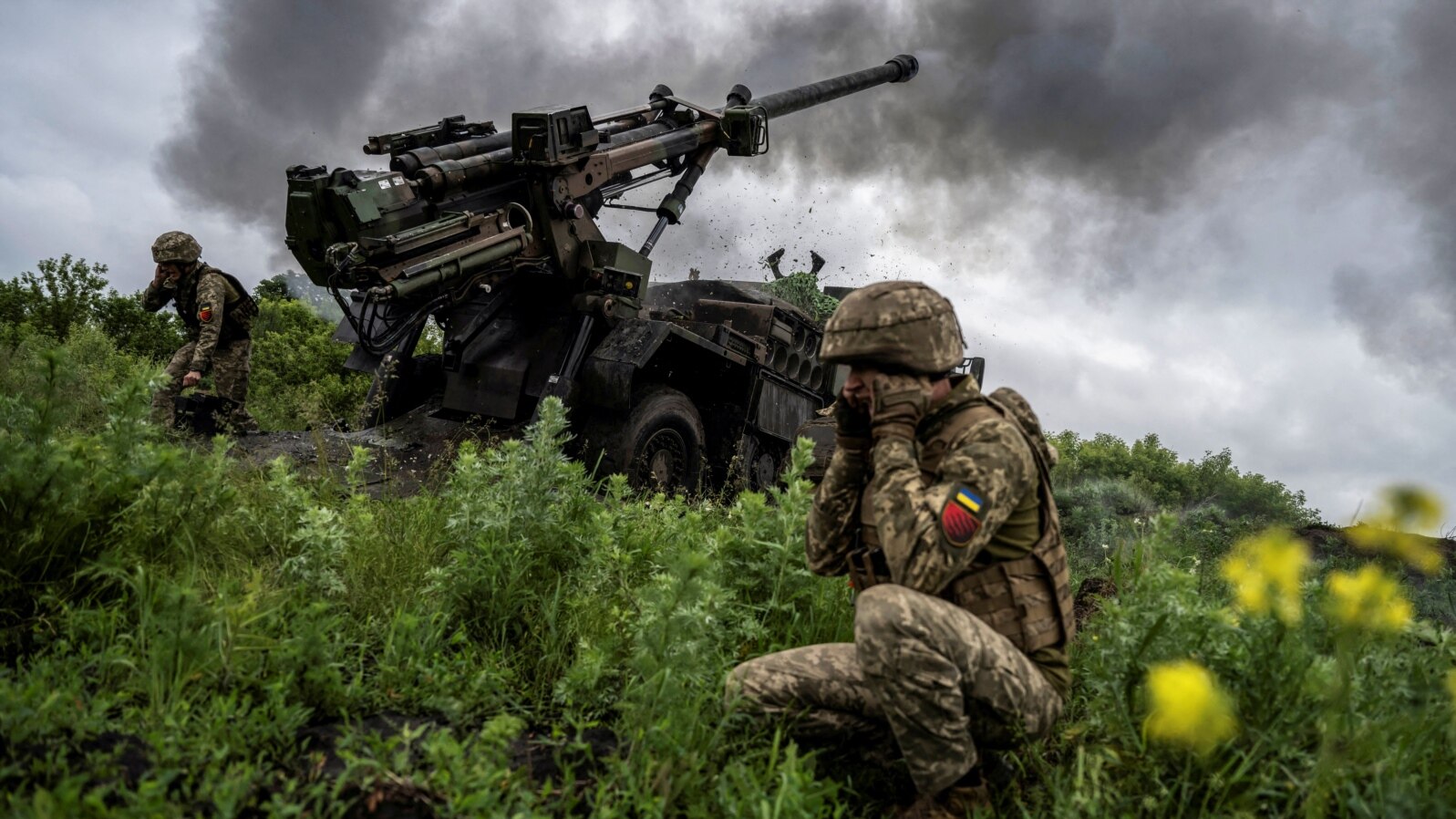 UKRAINE – Ukrainian gunners fire from the "Vampir" rocket salvo system at the positions of the Russian troops. Near the city of Avdiyivka in Donetsk region, May 31, 2023