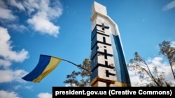 Купянск шаарынын кире беришиндеги жазуу. 14-сентябрь, 2022-жыл.
