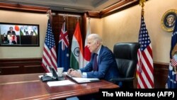 Президент США Джо Байден під час обговорення з участю премʼєр-міністра Індії Нарендри Моді, березень 2022 року