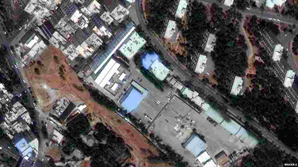 Vedere din satelit a clădirilor de la Universitatea Shahid Rajaee din Teheran, pe 14 iunie. O altă imagine din 20 iunie arată pagubele produse în urma loviturilor israeliene.