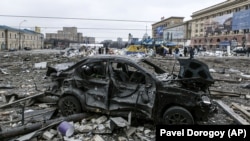 Центральна площа Харкова після обстрілу з боку російських військових, 1 березня 2022 року