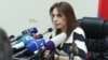 Armenia- The newly elected head of the Commission on Prevention of Corruption, Haykuhi Harutiunian, at a news conference in Yerevan, November 26, 2019.