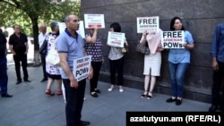 
Parents of Armenian POWs held by Azerbaijan stage a protest in front of the National Assembly of Armenia in Yerevan, August 2, 2021